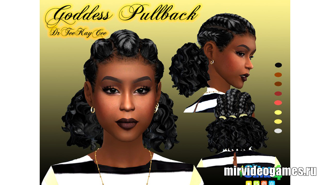 Прическа Goddess Pullback от drteekaycee для The Sims 4