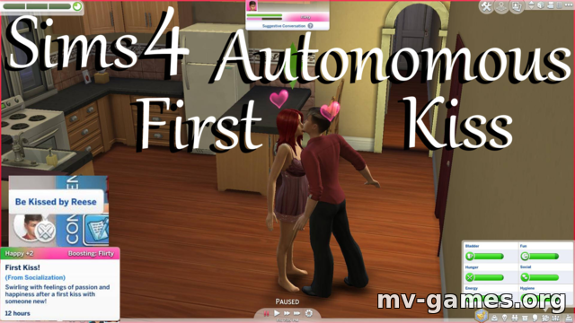 Мод Автономный первый поцелуй для The Sims 4