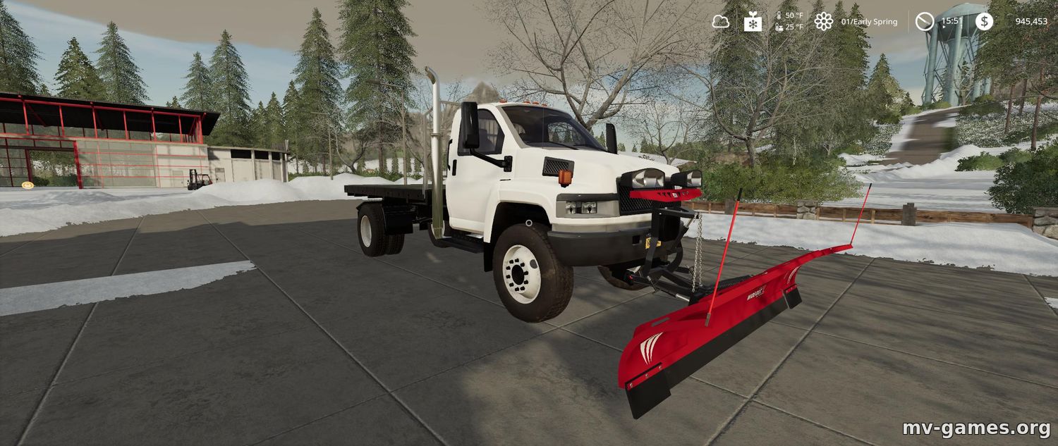 Мод GMC Topkick Flatbed Plow Truck v2.0 для Farming Simulator 2019
