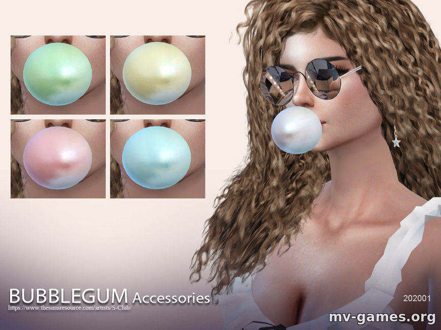 Мод пузырь из жвачки от S-Club для The Sims 4