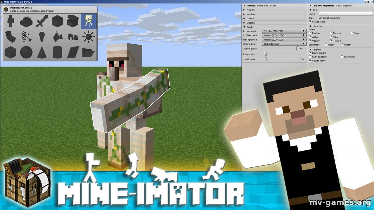 Скачать Программа MINE-IMATOR 1.2.4 для создания видео и графики в стиле Minecraft Бесплатно