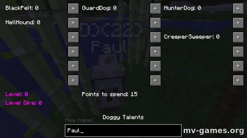 Мод Doggy Talentsдля Minecraft 1.17.1